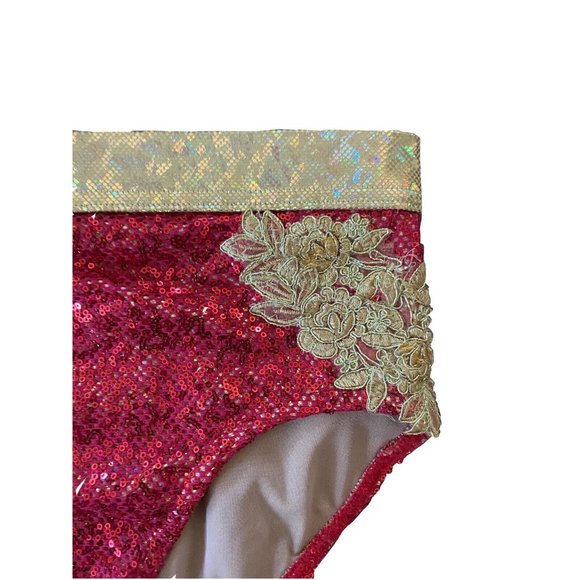 custom made adult xs/s jazz/musical theater dance costume red and gold - Picture 9 of 10